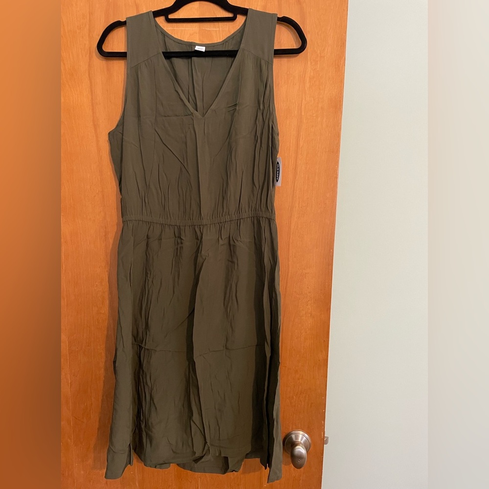 NWT Old Navy V Neck Olive Green Dress - Tall size